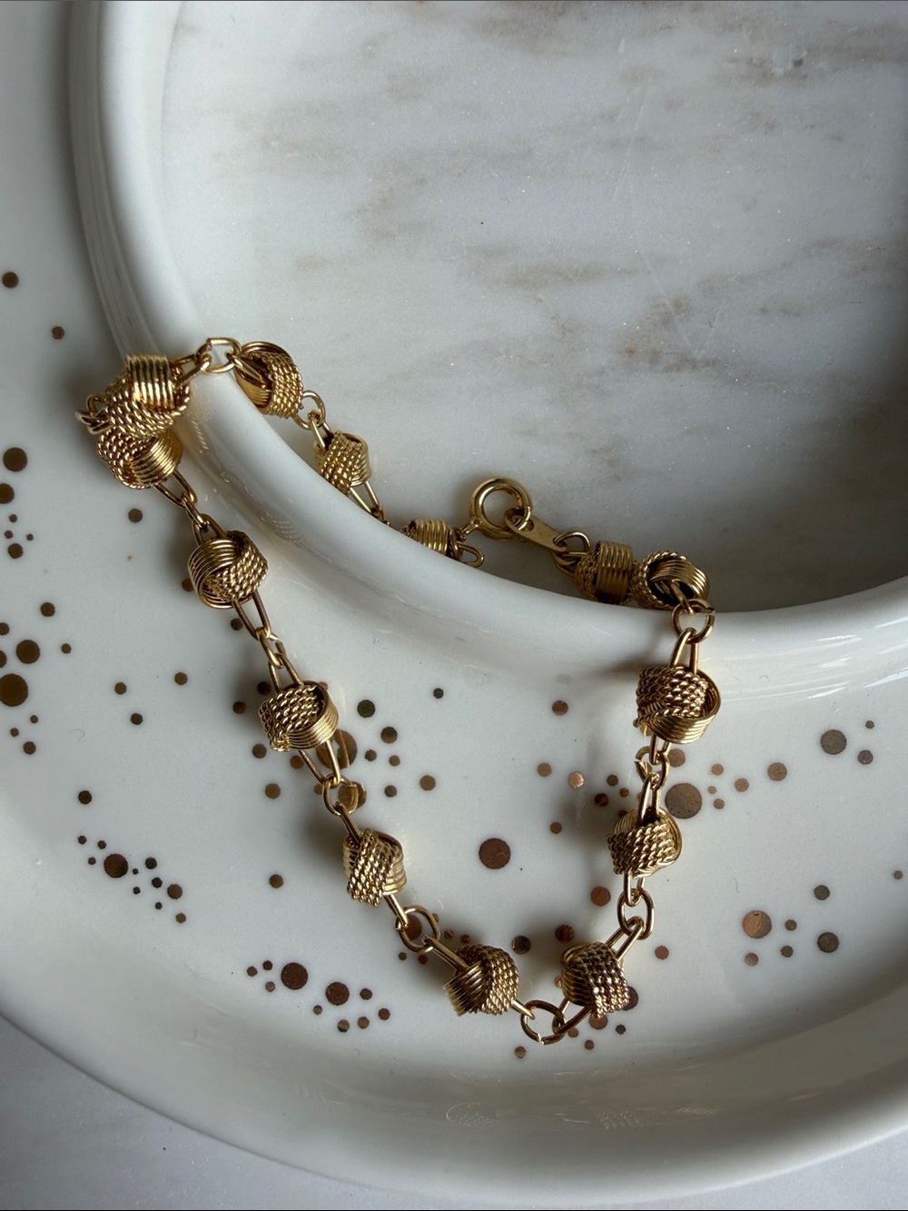 Vintage Gold Plated Knotted Accent Bracelet - Minimalist, Unique - Picture 3 of 5